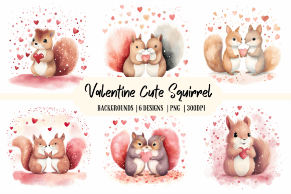 Adorable Valentine Squirrel Backgrounds for Crafts
