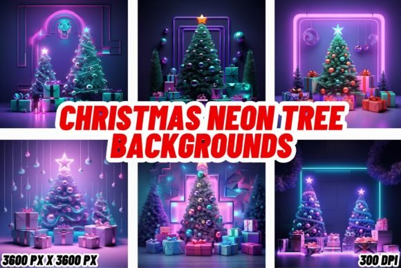 Christmas Neon Tree Backgrounds: A Modern Festive Glow
