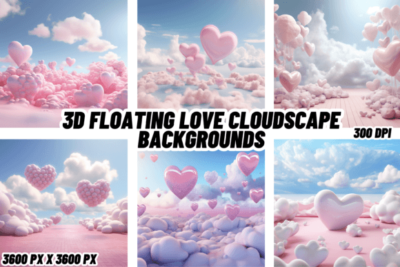 Designing with Dreamy Romance: 3D Floating Love Cloudscape Backgrounds