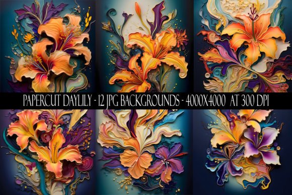Elegant Paper Cut Daylily Backgrounds for Designers
