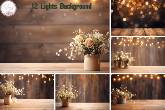 Enchanting Lights Digital Paper & Wood Backgrounds for Design