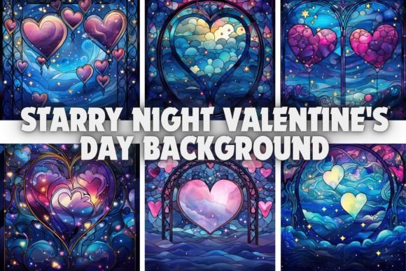 Enchanting Starry Night Valentine's Day Backgrounds for Your Designs