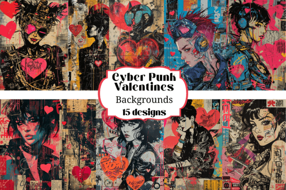 Neon Romance: 15 Cyber Punk Valentines Backgrounds for Your Digital Crafts
