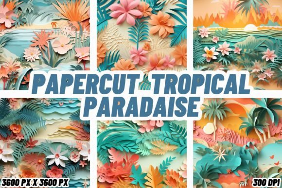Papercut Tropical Paradise Backgrounds: A Design Escape