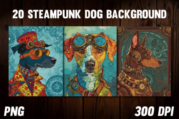Steampunk Dog Backgrounds for Covers 1: Mechanical Magic for Your Projects