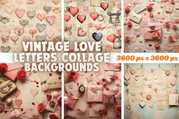 Timeless Romance: Vintage Love Letters Collage Backgrounds