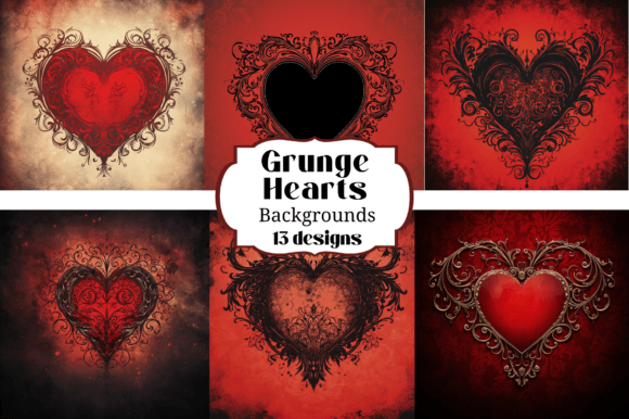 Unconventional Romance: Grunge Goth Heart Valentine Backgrounds