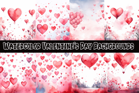 Watercolor Valentine’s Day Backgrounds for Creative Projects