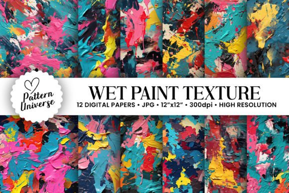 Wet Paint Textures: 12 Seamless Digital Papers for Craft Projects